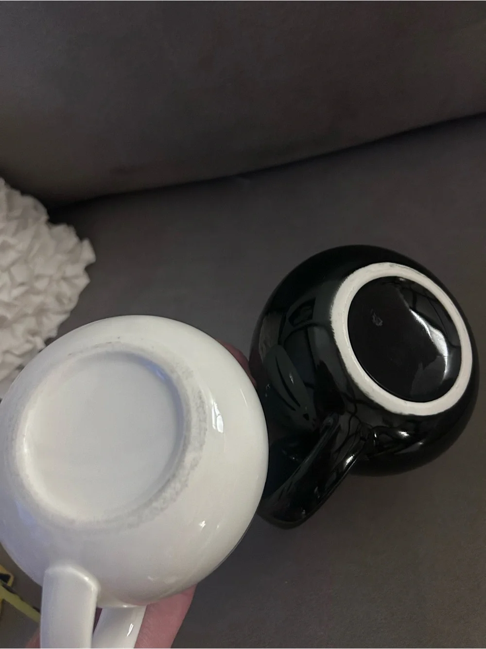 Set of 2 Black&white cat mugs 14 ounce ceramic Coffee and tea Cups Perky ears
